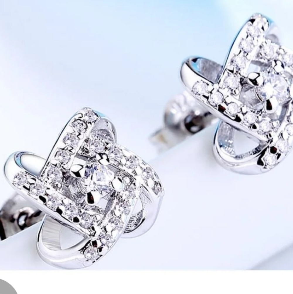 Sale Sterling Silver Knot Stud Earrings with crystals from  for Women